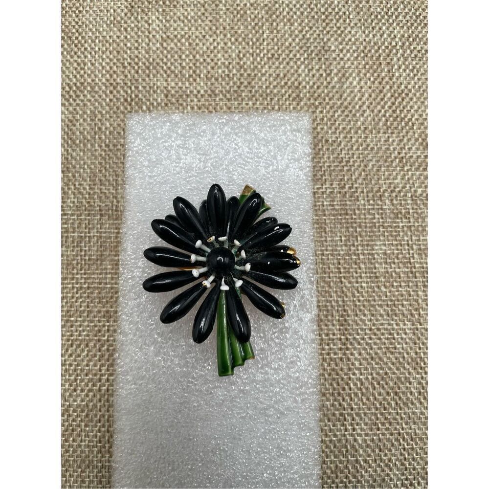 Original By Robert Black Flower Brooch Sunflower Enamel Grandma Core Vintage